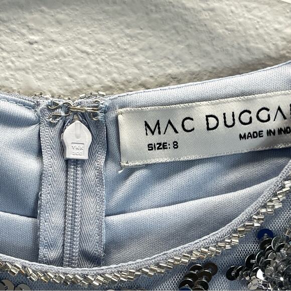 Mac Duggal High Neck Long Sleeve Embellished Column Gown Dress - Picture 3 of 16